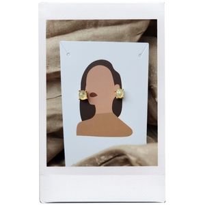 Gold and Yellow Iridescent Oval Stud Earrings